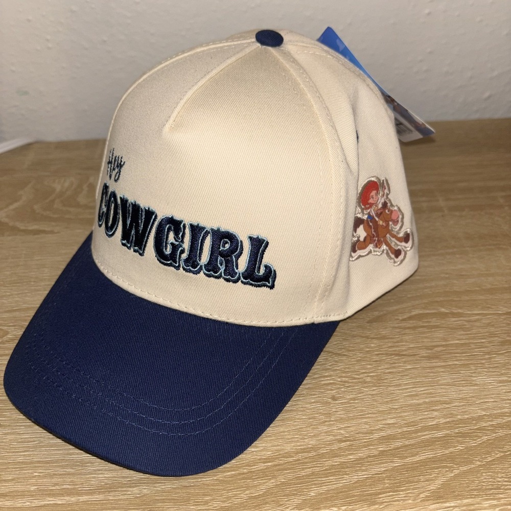 Disney Pixar Toy Story "Hey Cowgirl" Adult Baseball Cap Hat Beige/Navy One Size - Picture 2 of 10
